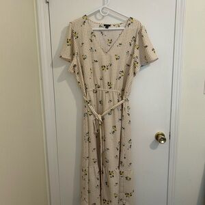 💛Ann Taylor Factory Gingham Floral Maxi Dress size 16
